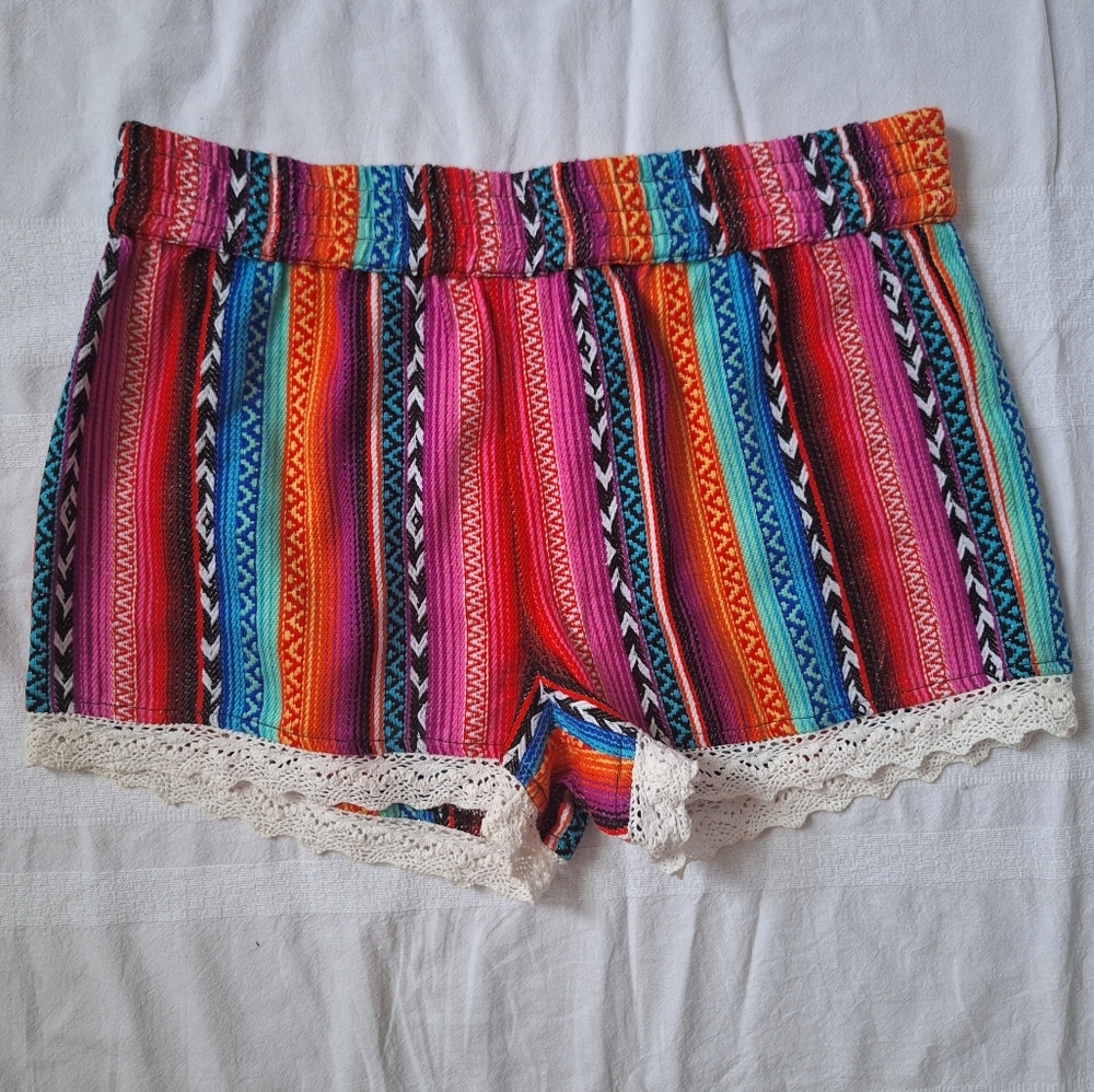 DESIGN LAB Lord & Taylor Vibrant Patterned High Waist Shorts
